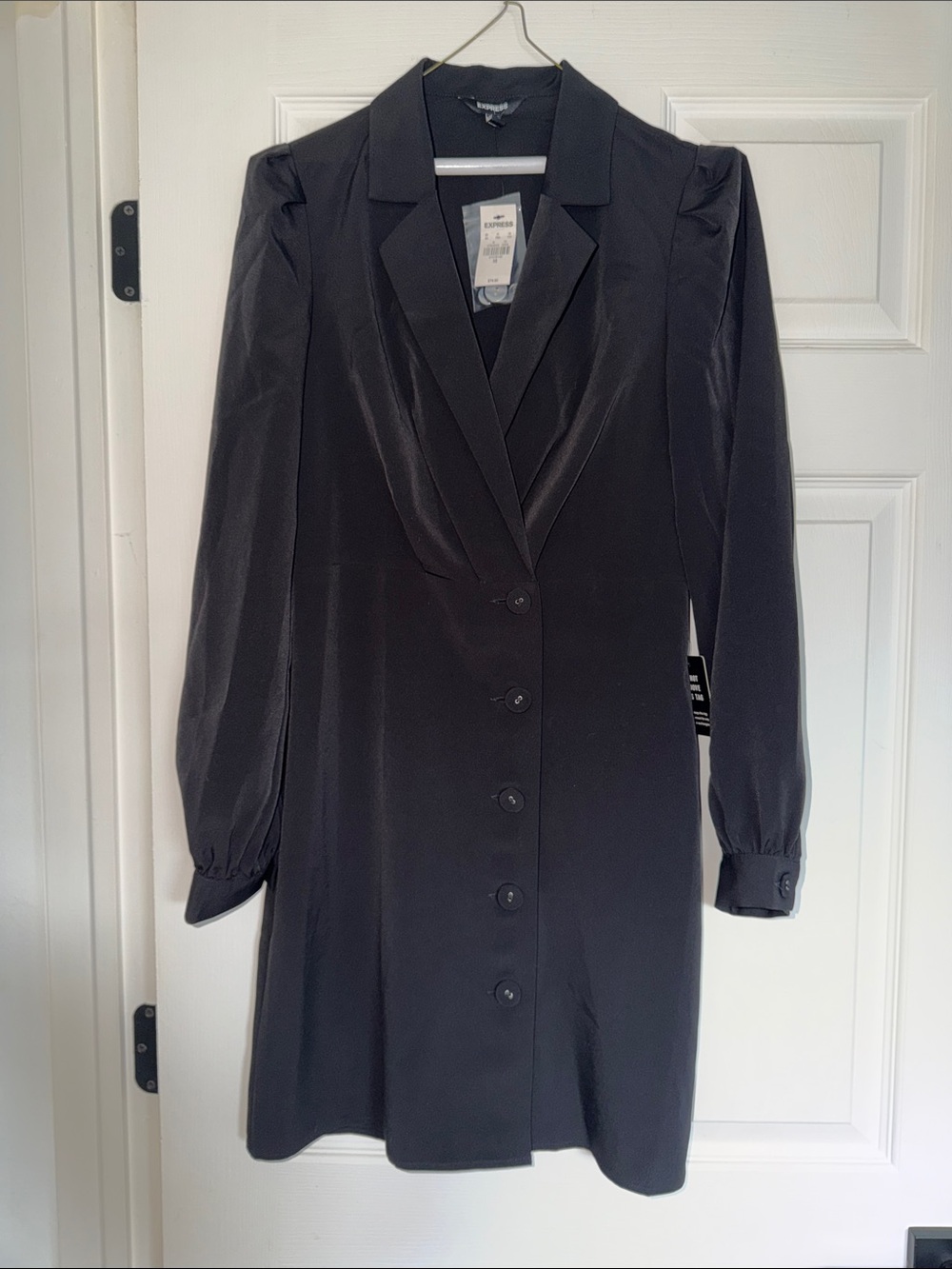 Express Classic Black Long-Sleeve Button Front Women's Dress
